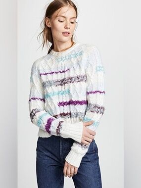 TANYA TAYLOR Lora Strip Knit Sweater Wool Mohair Size Medium